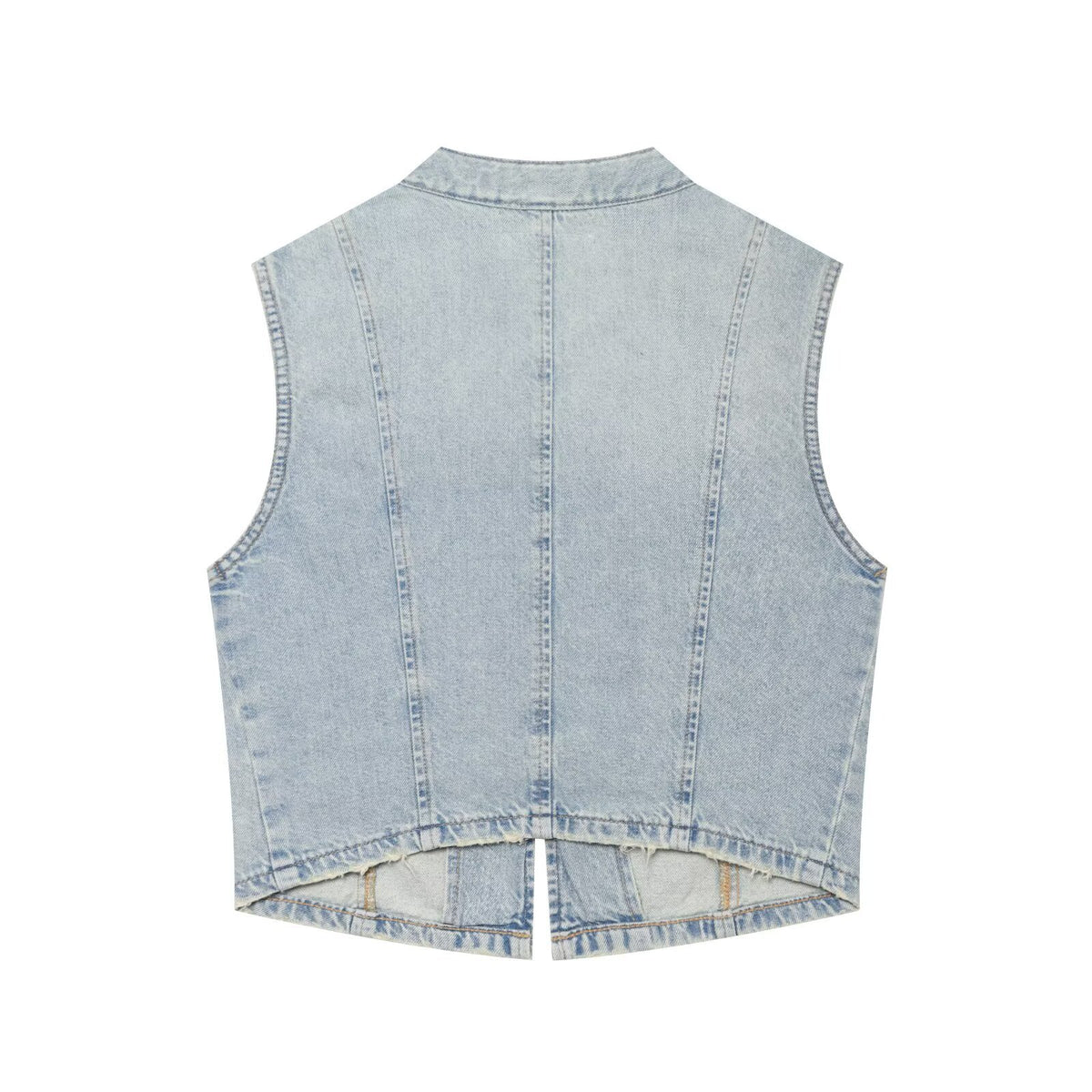 Chaleco Vaquero Mujer Denim con Botones - Cuello Alto | ROUSSE BLACK