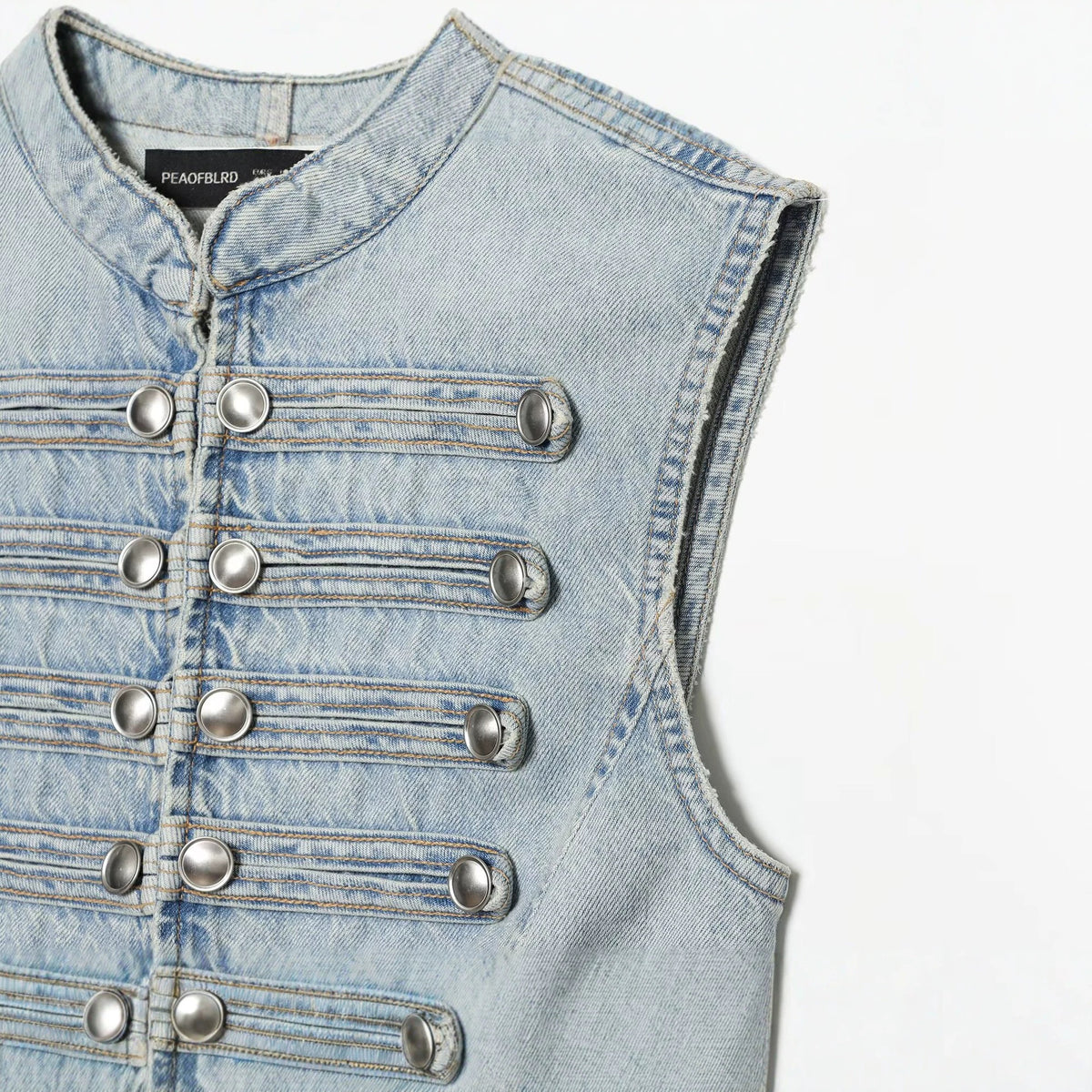 Chaleco Vaquero Mujer Denim con Botones - Cuello Alto | ROUSSE BLACK