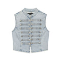 Chaleco Vaquero Mujer Denim con Botones - Cuello Alto | ROUSSE BLACK