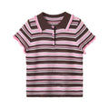Polo Cropped Mujer Rayas Rosa y Negro - Cuello Contrast | ROUSSE BLACK