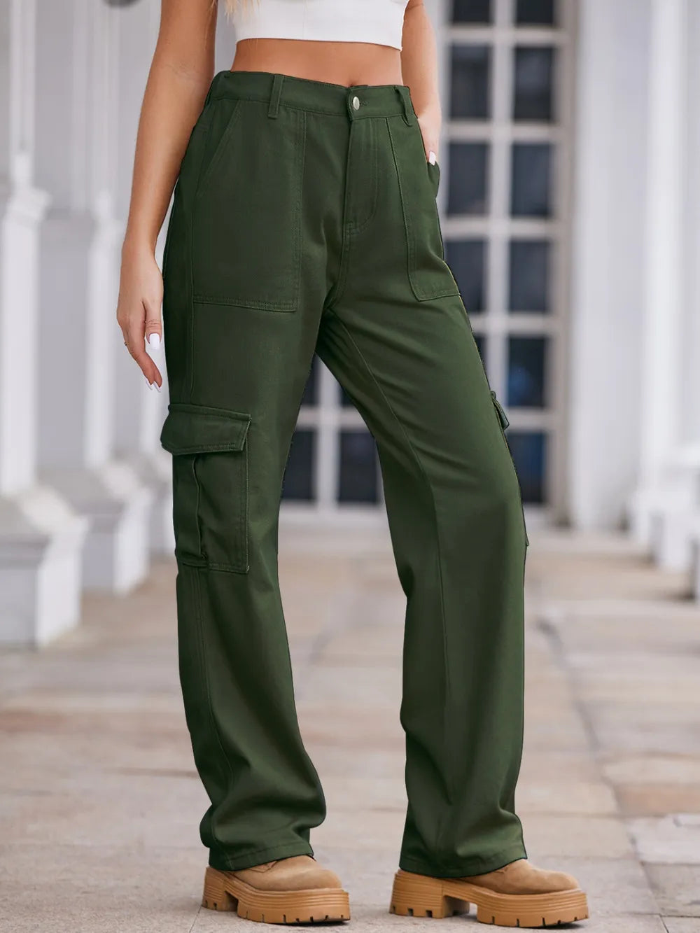 CARGO WIDE-LEG ROUSSE BLACK - Mujer