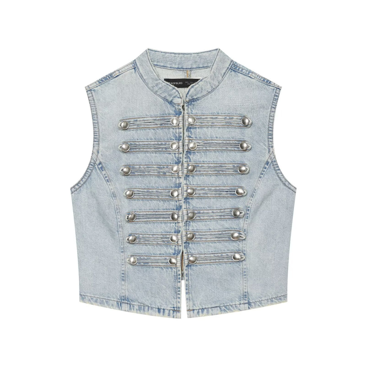Chaleco Vaquero Mujer Denim con Botones - Cuello Alto | ROUSSE BLACK