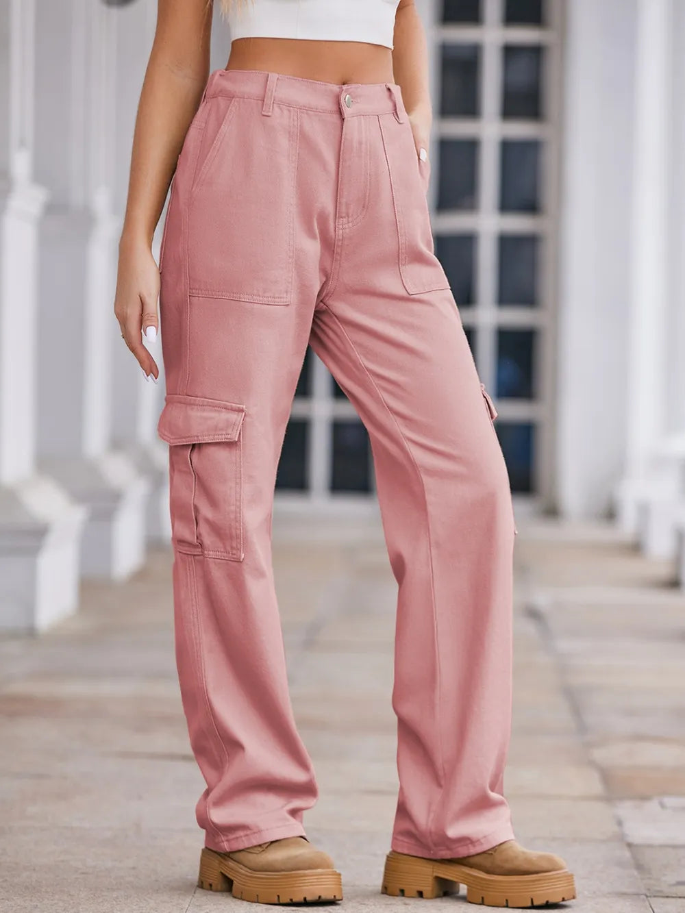 CARGO WIDE-LEG ROUSSE BLACK - Mujer